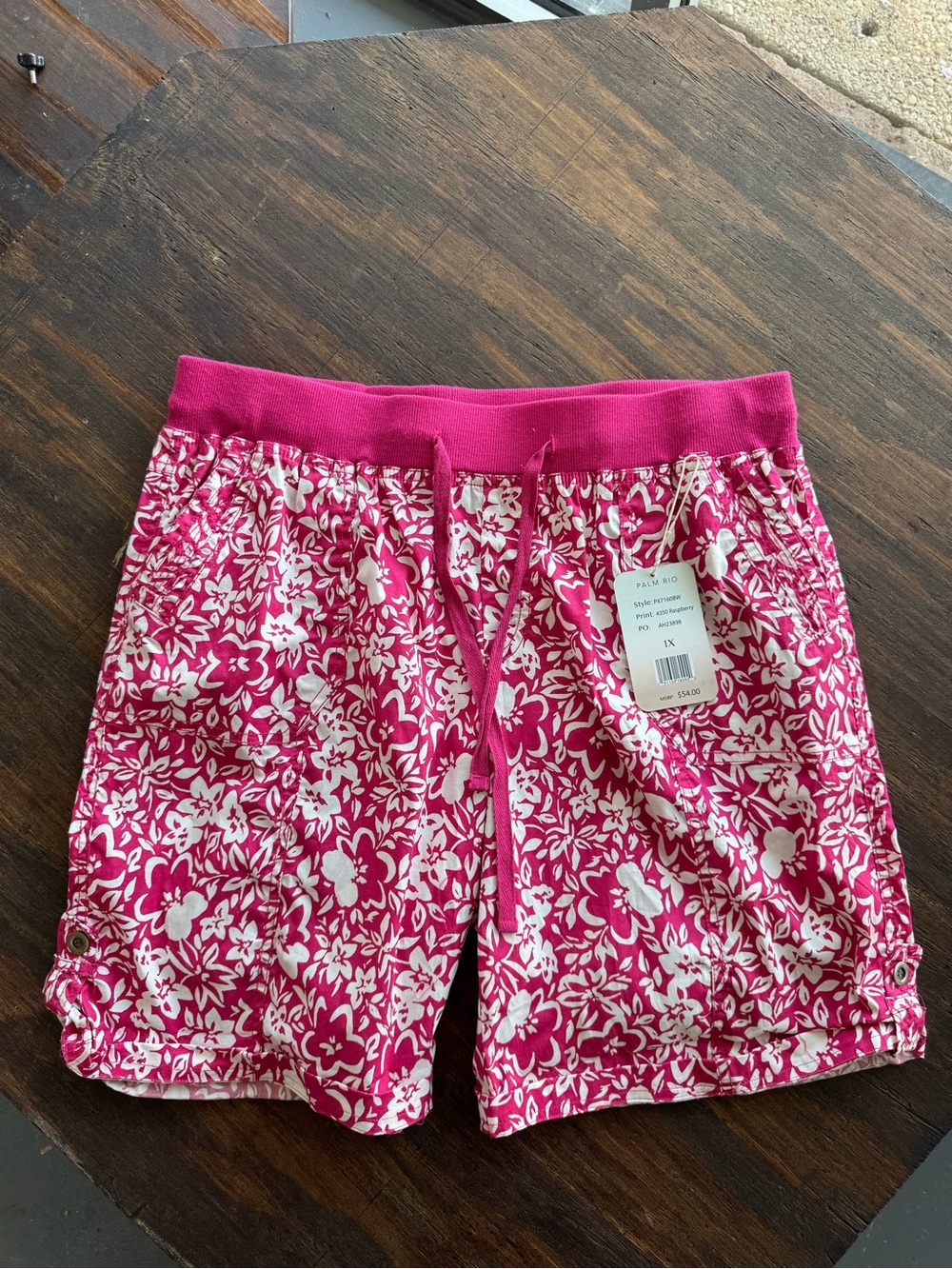 Bright Pink Floral Drawstring Bermuda Shorts